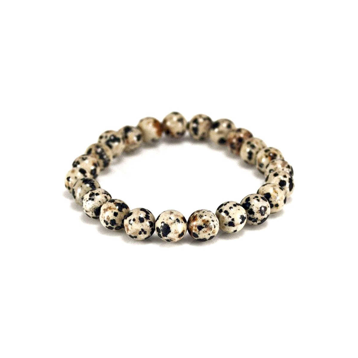 Bracelet Boules en Jaspe Dalmatien - perles de 8mm