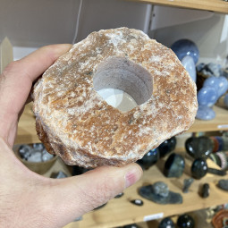 Bougeoir Photophore en Calcite Orchidée