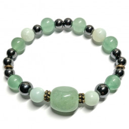 Bracelet Boules en Aventurine Verte, Hématite & Amazonite