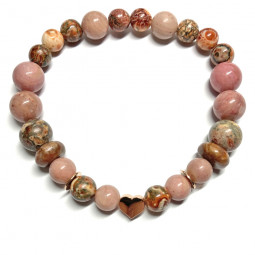 Bracelet Boules en Jaspe Léopard & Rhodonite