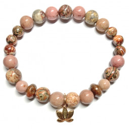 Bracelet Boules en Rhodonite & Jaspe Léopard