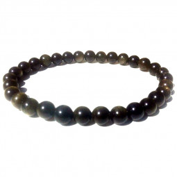 Bracelet Boules en Obsidienne Dorée