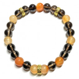 Bracelet en Cornaline & en Quartz Fumé