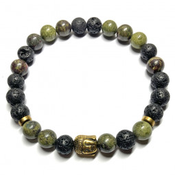 Bracelet Boules en Dragon Stone & Basalte