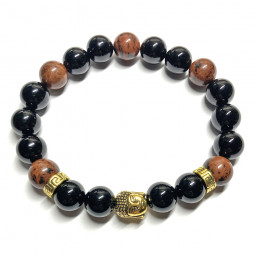 Bracelet en Onyx & Obsidienne Acajou