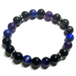 Bracelet en Œil Céleste, Améthyste & Lapis Lazuli