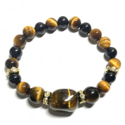 Bracelet en Tourmaline Noire &  Oeil de Tigre
