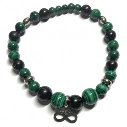 Bracelet Boules création en Malachite & Shungite