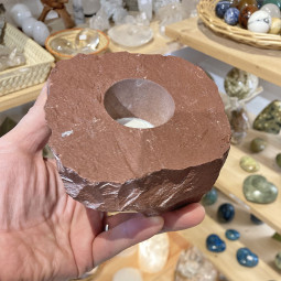 Bougeoir Photophore en Jaspe Rouge