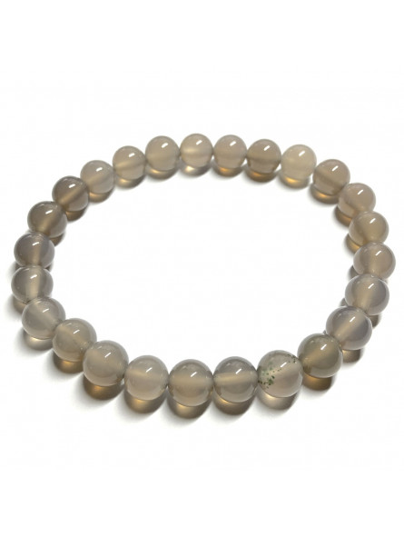 Bracelet Boules en Agate Grise