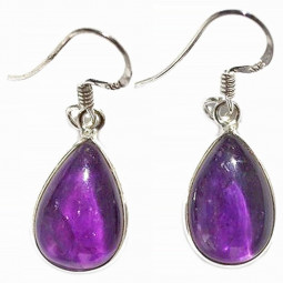 Boucles d'Oreilles Goutte Améthyste & Argent - 10mm