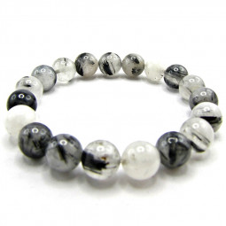 Bracelet Boules en Quartz Tourmaline Vibrations Cristallines