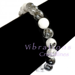 Bracelet Boules en Quartz Tourmaline Vibrations Cristallines