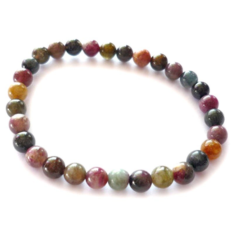 Bracelet Boules en Tourmaline Multicolore Vibrations Cristallines