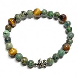 Bracelet Boules en Turquoise & Oeil de Tigre