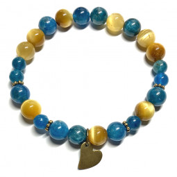 Bracelet Boules en Œil de Tigre & Apatite