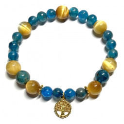 Bracelet Boules en Apatite & Œil de Tigre