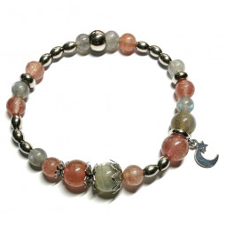 Bracelet en Labradorite & Quartz Hématoïde (Quartz Fraise)
