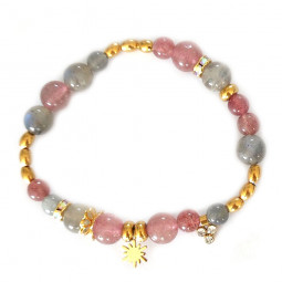 Bracelet en Labradorite & en Quartz Hématoïde (Quartz Fraise)