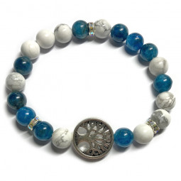 Bracelet Boules création en Apatite & en Howlite