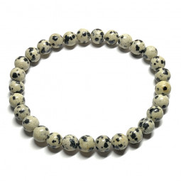 Bracelet Boules en Jaspe Dalmatien - perles de 6mm