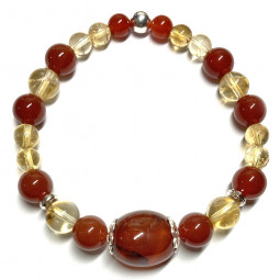 Bracelet Boules en Cornaline & en Citrine