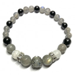 Bracelet en Labradorite, Shungite & Sélénite