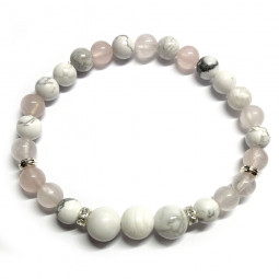 Bracelet en Quartz Rose & en Howlite