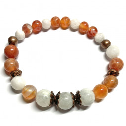 Bracelet Création en Pierre de Lune & en Agate Feu