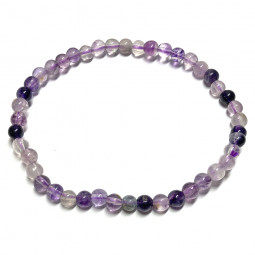 Bracelet Boules en Fluorite Violette - Perles de 4mm