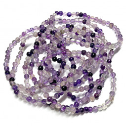 Bracelet Boules en Fluorite Violette - Perles de 4mm