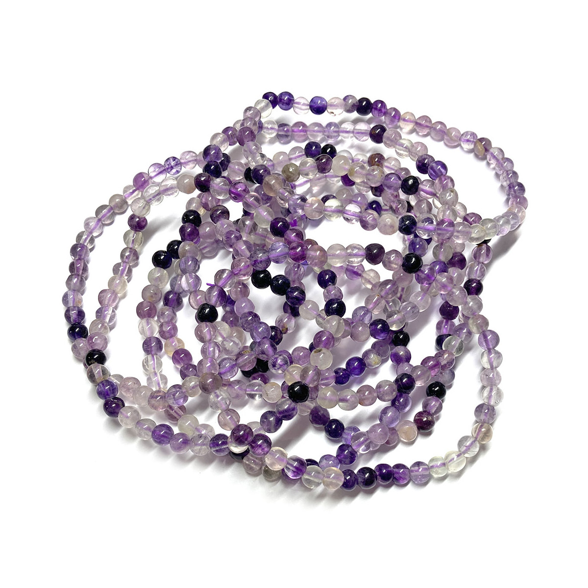 Bracelet Boules en Fluorite Violette - Perles de 4mm