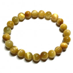 Bracelet Boules en Oeil de Tigre Dorée - 8mm