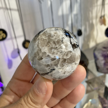 Sphère en Pierre de Lune Blanche 60 mm