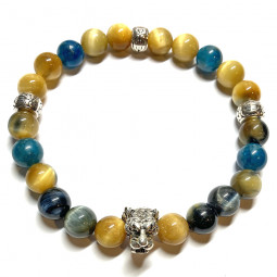 Bracelet Boules en Œil de Tigre, Œil de Faucon & Apatite