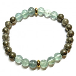 Bracelet Boules en Fluorite & en Pyrite