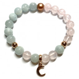 Bracelet en Quartz Rose & en Aigue Marine