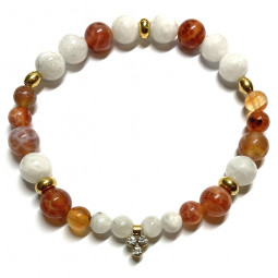 Bracelet Création en Agate feu & en Pierre de Lune