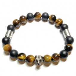Bracelet en Oeil de Tigre & en Onyx Mate