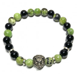 Bracelet Boules en Chrysoprase & Onyx