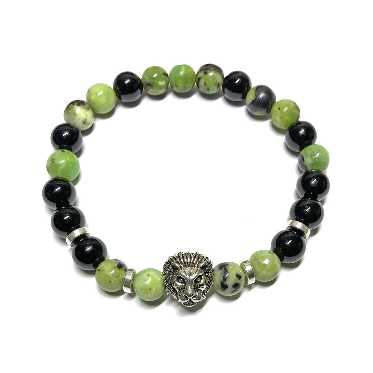 Bracelet Boules en Chrysoprase & Onyx