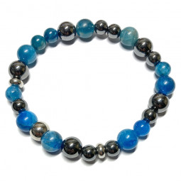 Bracelet Boules Création en Apatite & Hématite