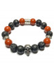 Bracelet Homme boules en Jaspe Rouge & en Basalte