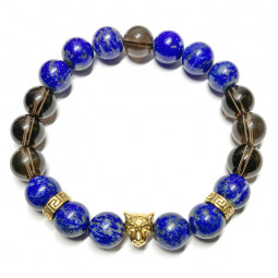 Bracelet en Lapis Lazuli ou Lazulite & en Quartz Fumé