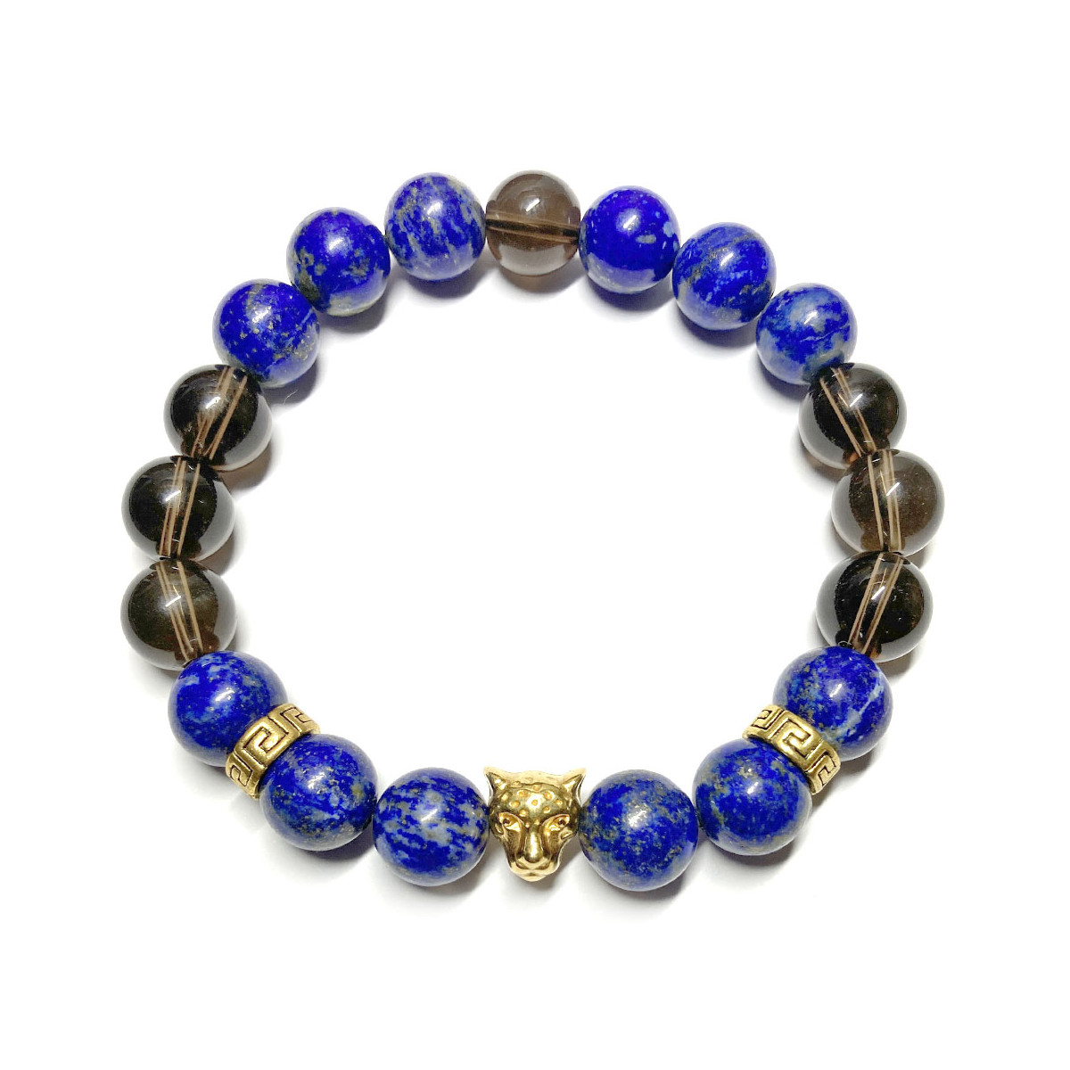 Bracelet en Lapis Lazuli ou Lazulite & en Quartz Fumé