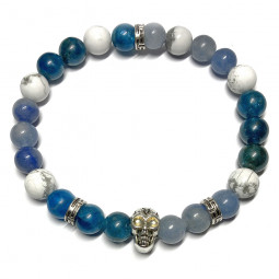 Bracelet Boules en Apatite, Howlite & Aventurine Bleue