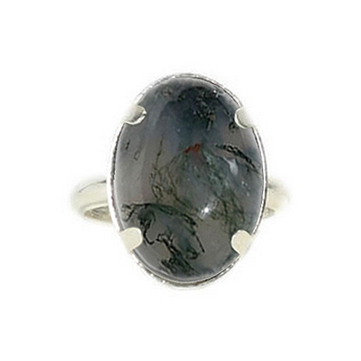 Bague Argent & Agate Mousse Ovale