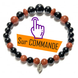 Bracelet en Jaspe Rouge & Onyx