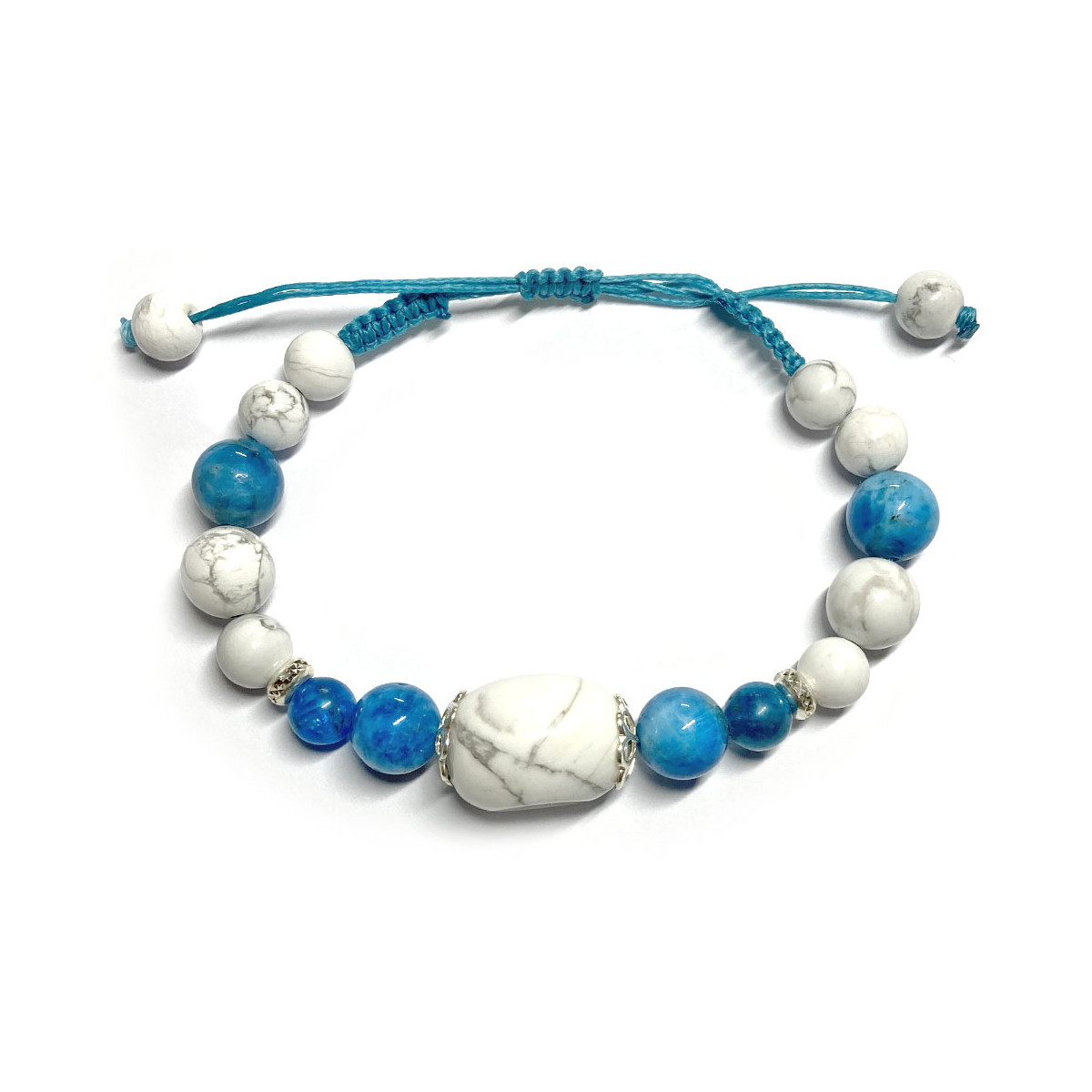 Bracelet Boules Macramé en Apatite & Howlite