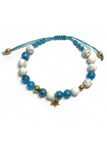 Bracelet Boules Macramé en Howlite & Apatite